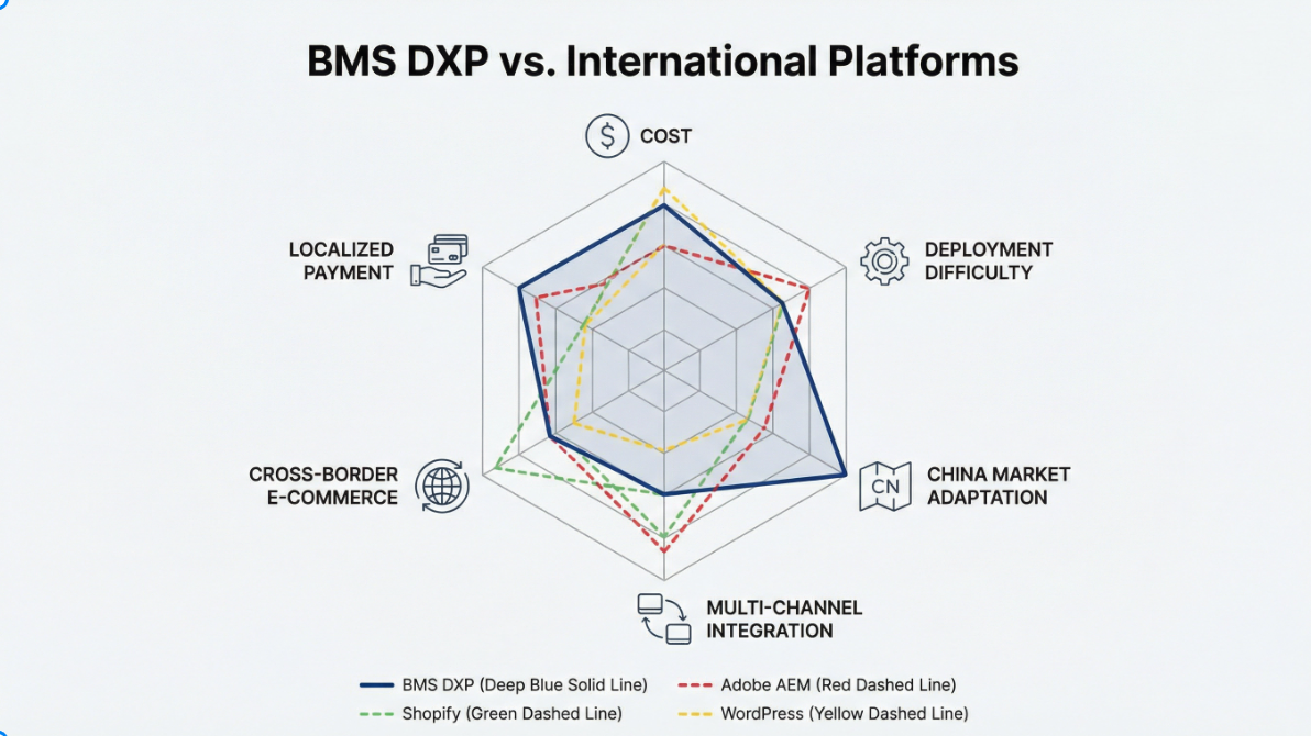 This image illustrates BMS DXP's core advantages and differentiated competitiveness in the global digital experience field.