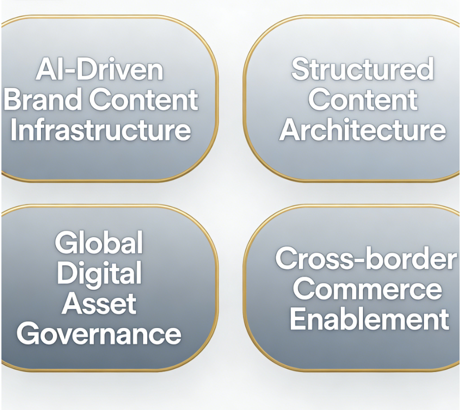 The image introduces information related to AI-Driven Brand Content Infrastructure in the AI era