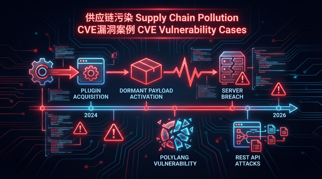 图片展示了2024-2026年供应链攻击演进路径