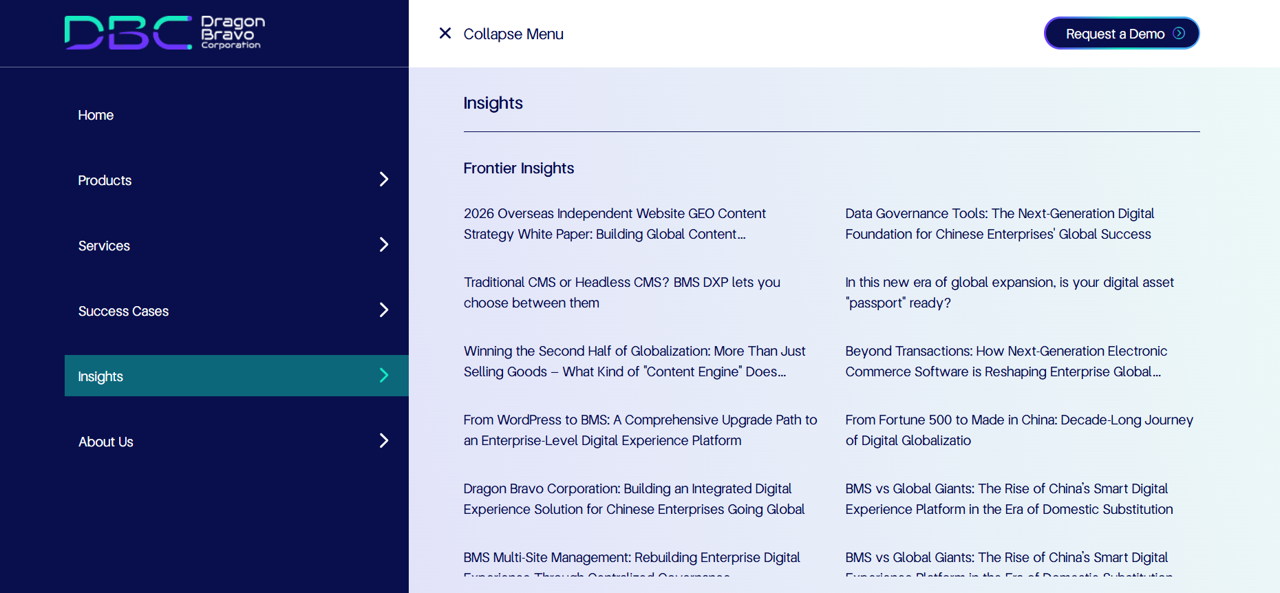 This image shows the content page of BMSDXP.