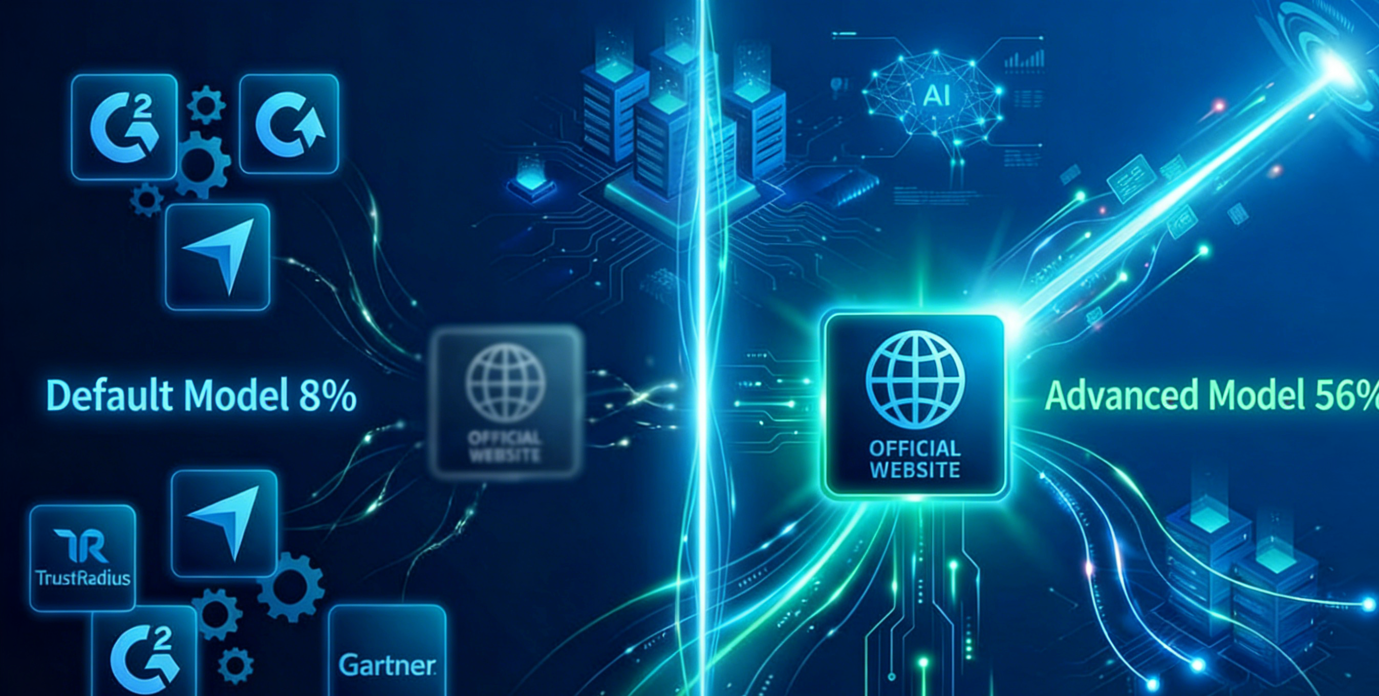 Divergence in citation sources between default and advanced models: 8% vs. 56%, two radically distinct 