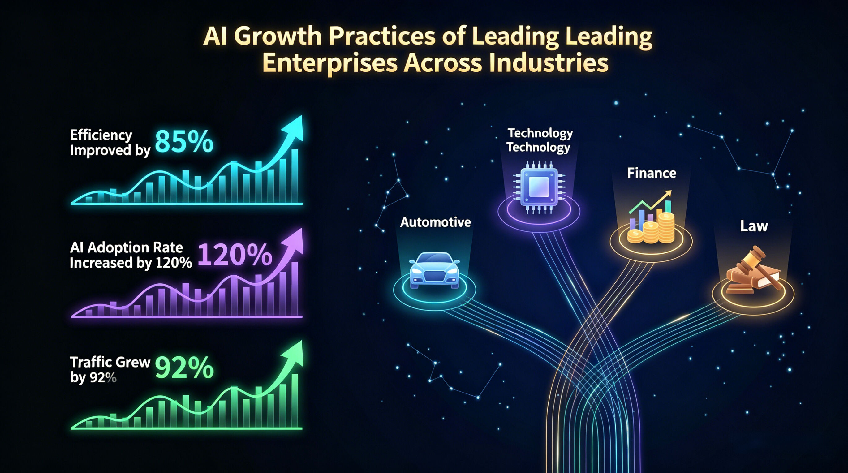 Image illustrating AI growth practices across leading enterprises in multiple industries