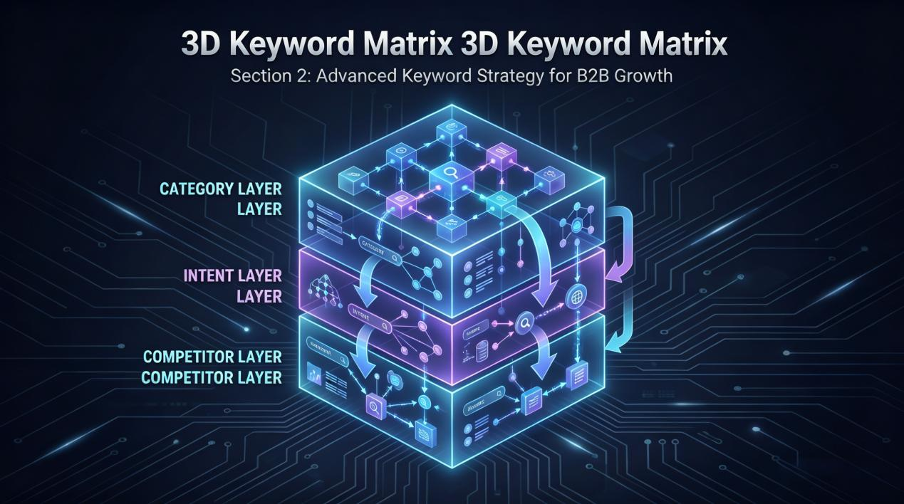 The image displays the three-layer matrix of category, user intent and competitor